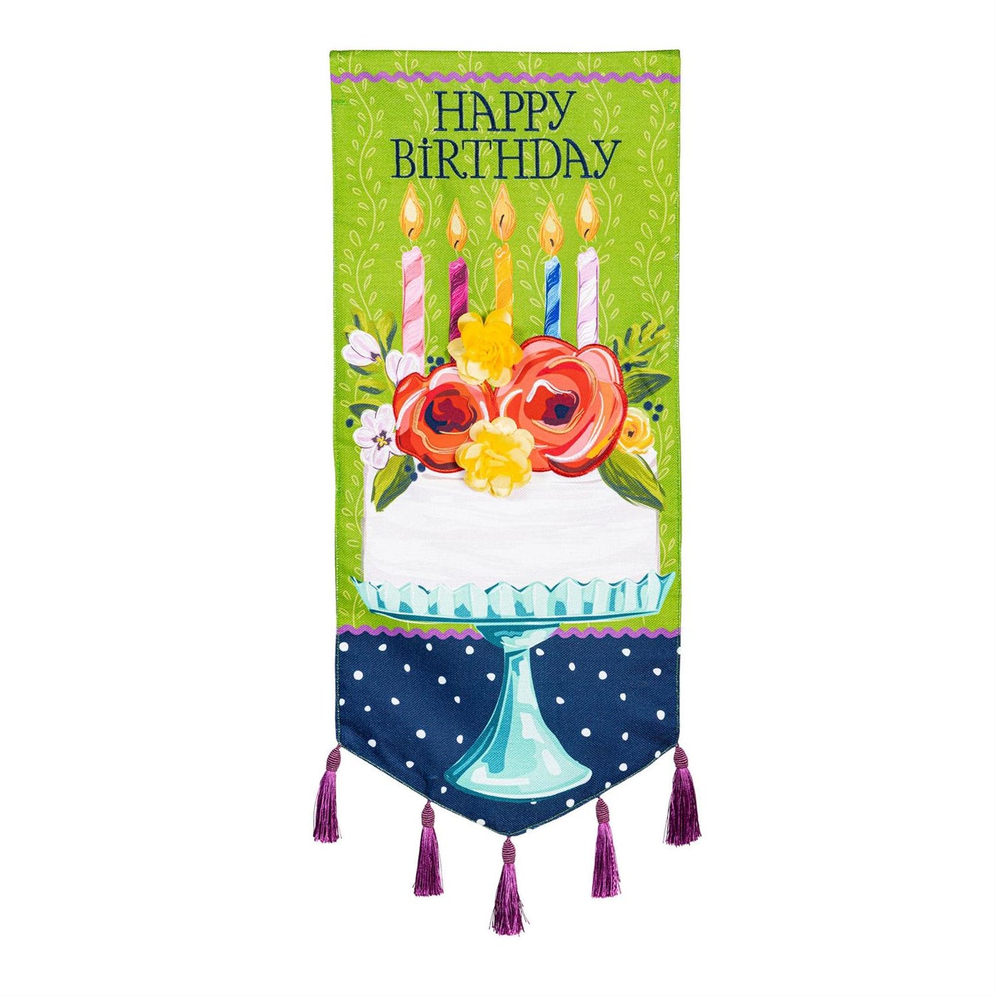 Impressions Flag - Floral Happy Birthday Cake