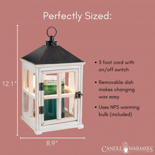 Wooden Candle Warmer Lantern - White