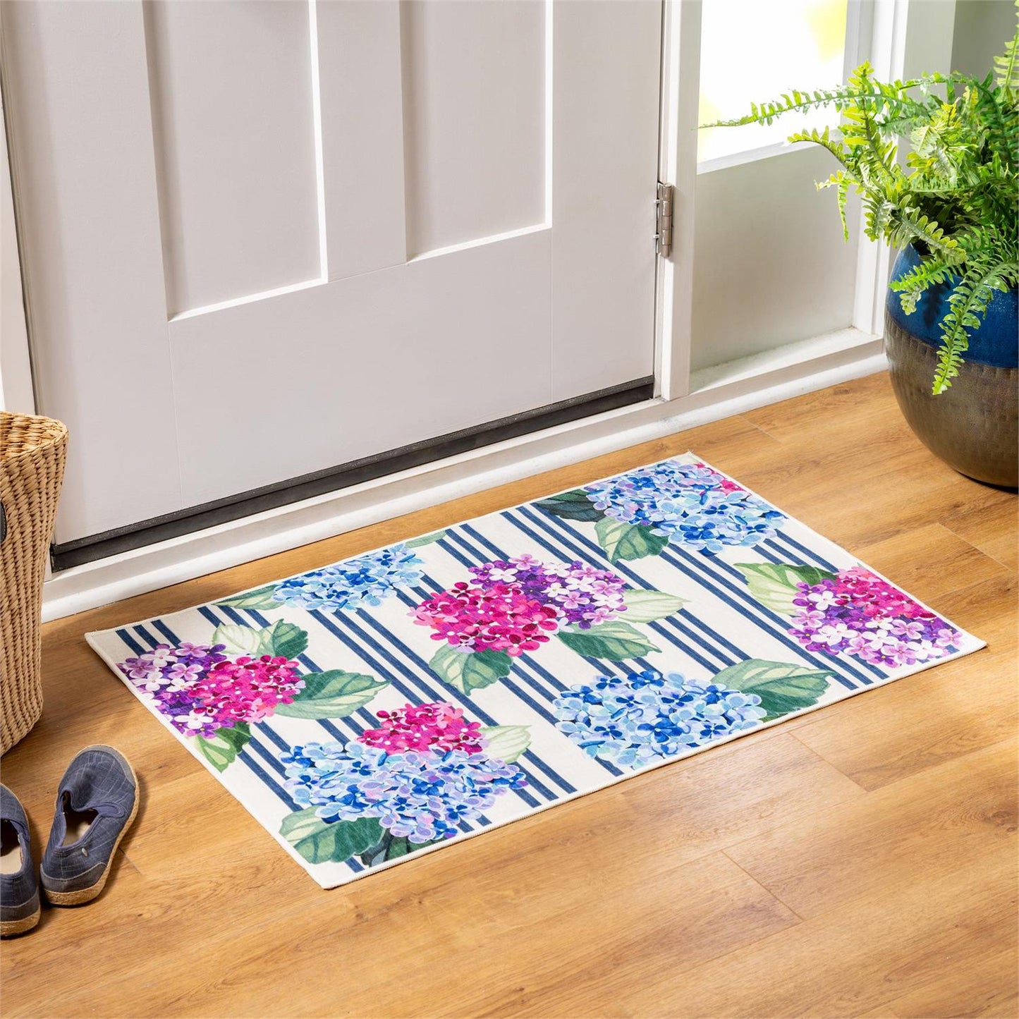 Washable Mat - Mat 24"x36" Hydrangea Stripe