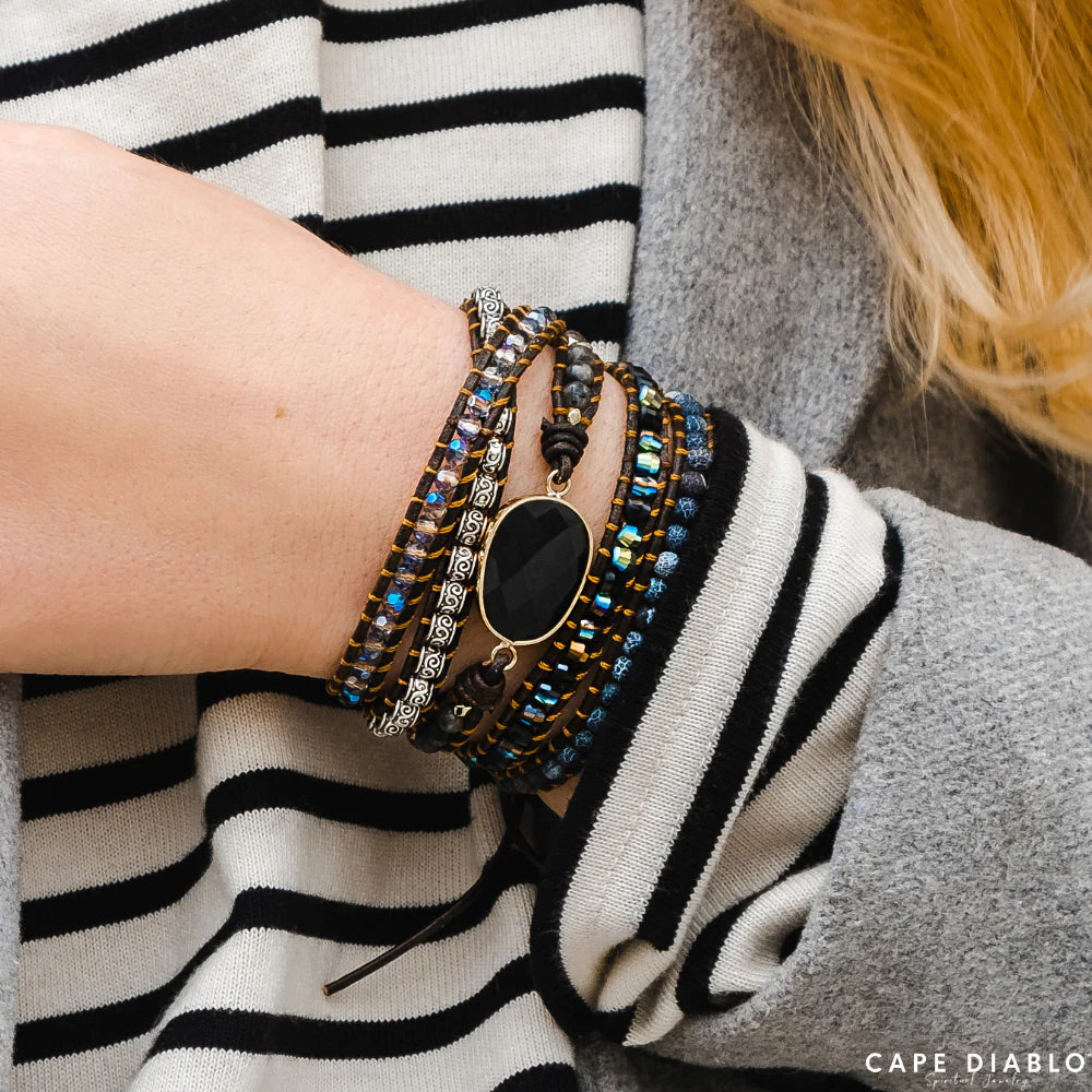 Onyx Moonlight Wrap Bracelet