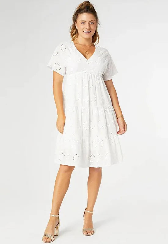Aimee Short Sleeve Dress White