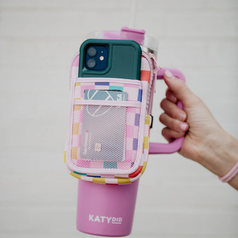 Tumbler Zipper Pouch - Multicolored Checkered