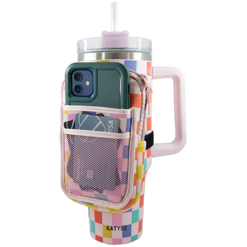 Tumbler Zipper Pouch - Multicolored Checkered