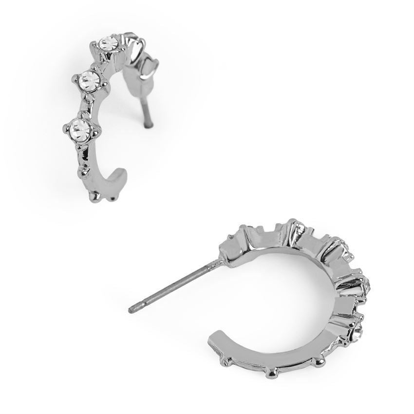 Whispers Jeweled Hoop Stud Slvr