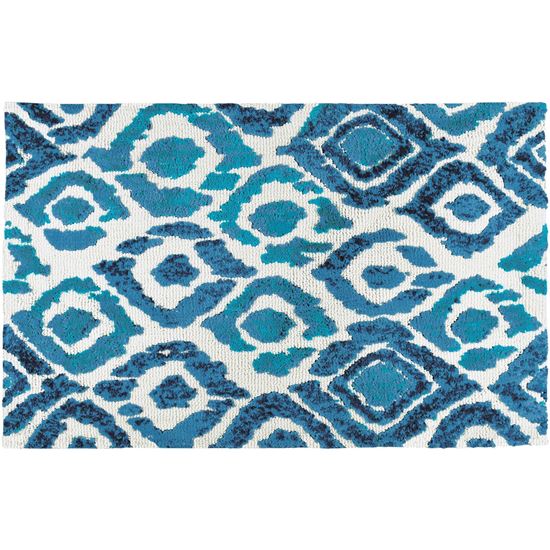21"x33" Blue & Green Ikat Rug