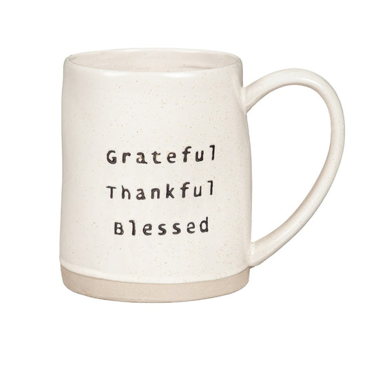 18 OZ Ceramic Cup - Grateful, Thankful, Blessed