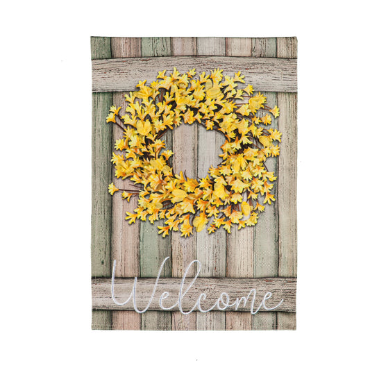 House Flag - Forsythia Farmhouse Wreath