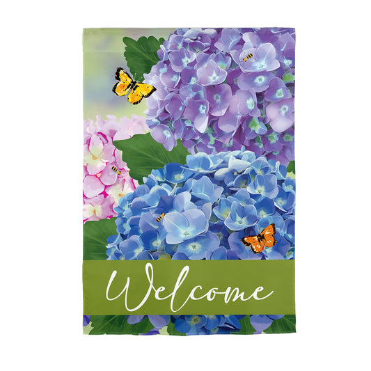 House Flag - Hydrangea & Butterfly Welc
