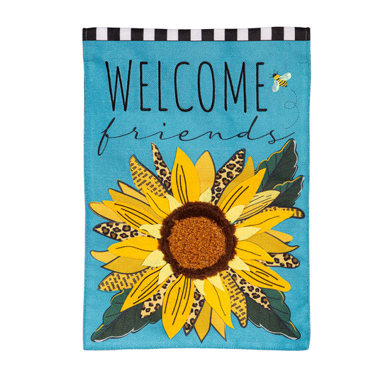 Garden Flag - Welcome Friends Leopard Sunflower