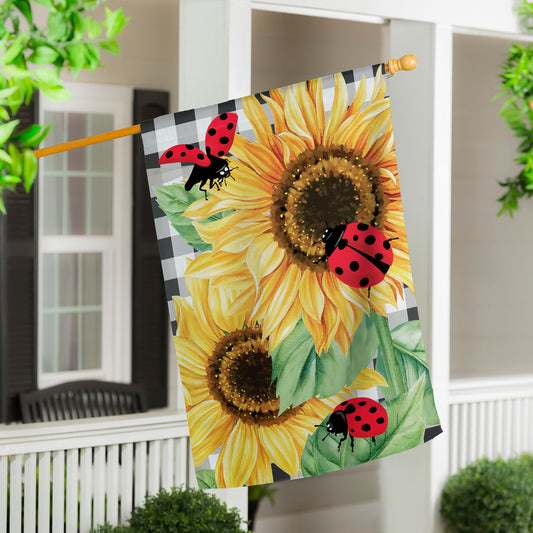 House Flag - Sunflower Ladybugs