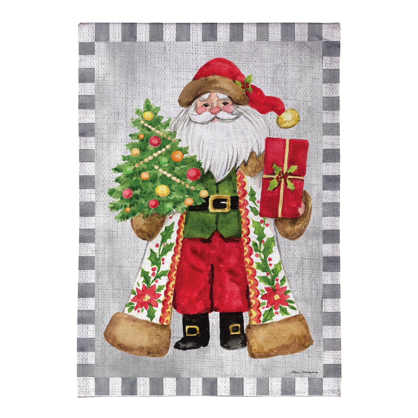 House Flag - Festive Santa Burlap