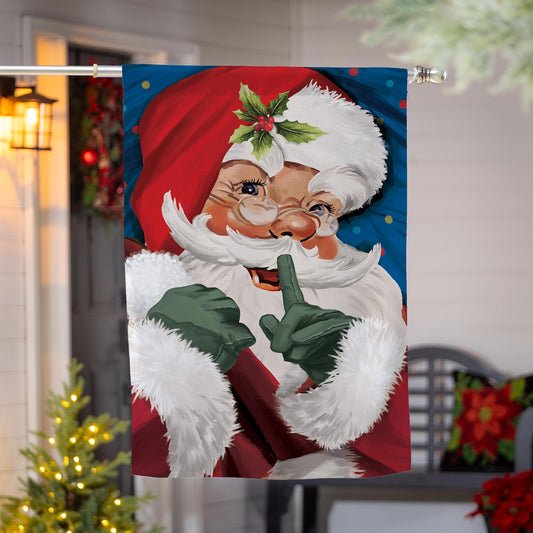 House Flag - Traditional Santa Portrait Burlap