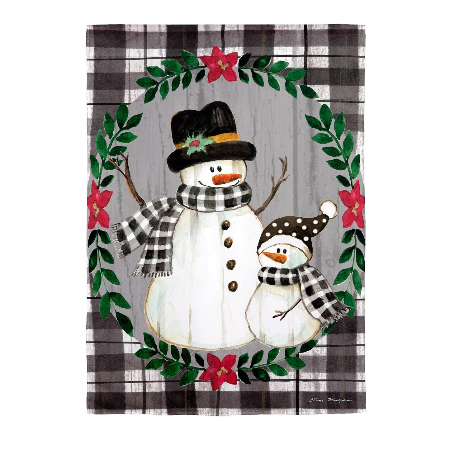 House Flag - Country Snowmen Moire