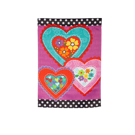 Lovely Hearts Suede House Flag