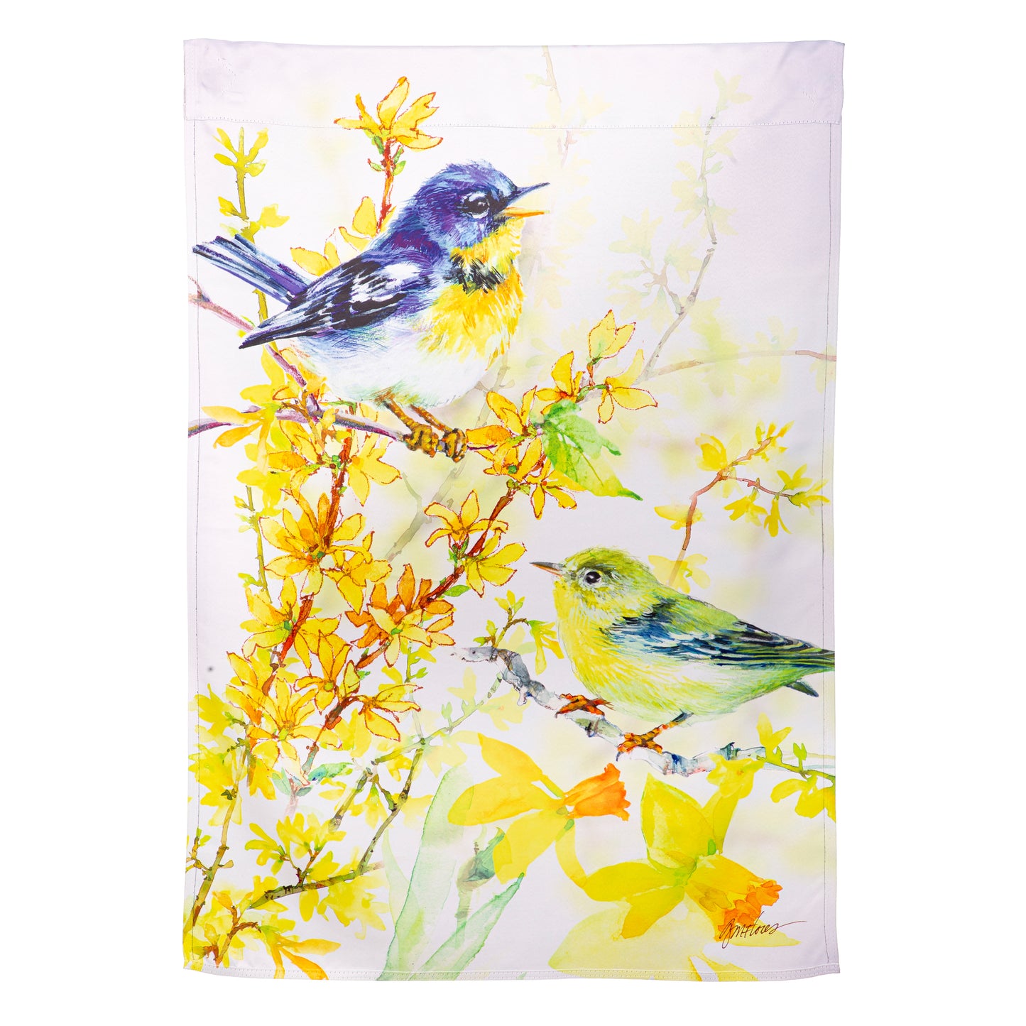 House Flag - Birds & Forsythia