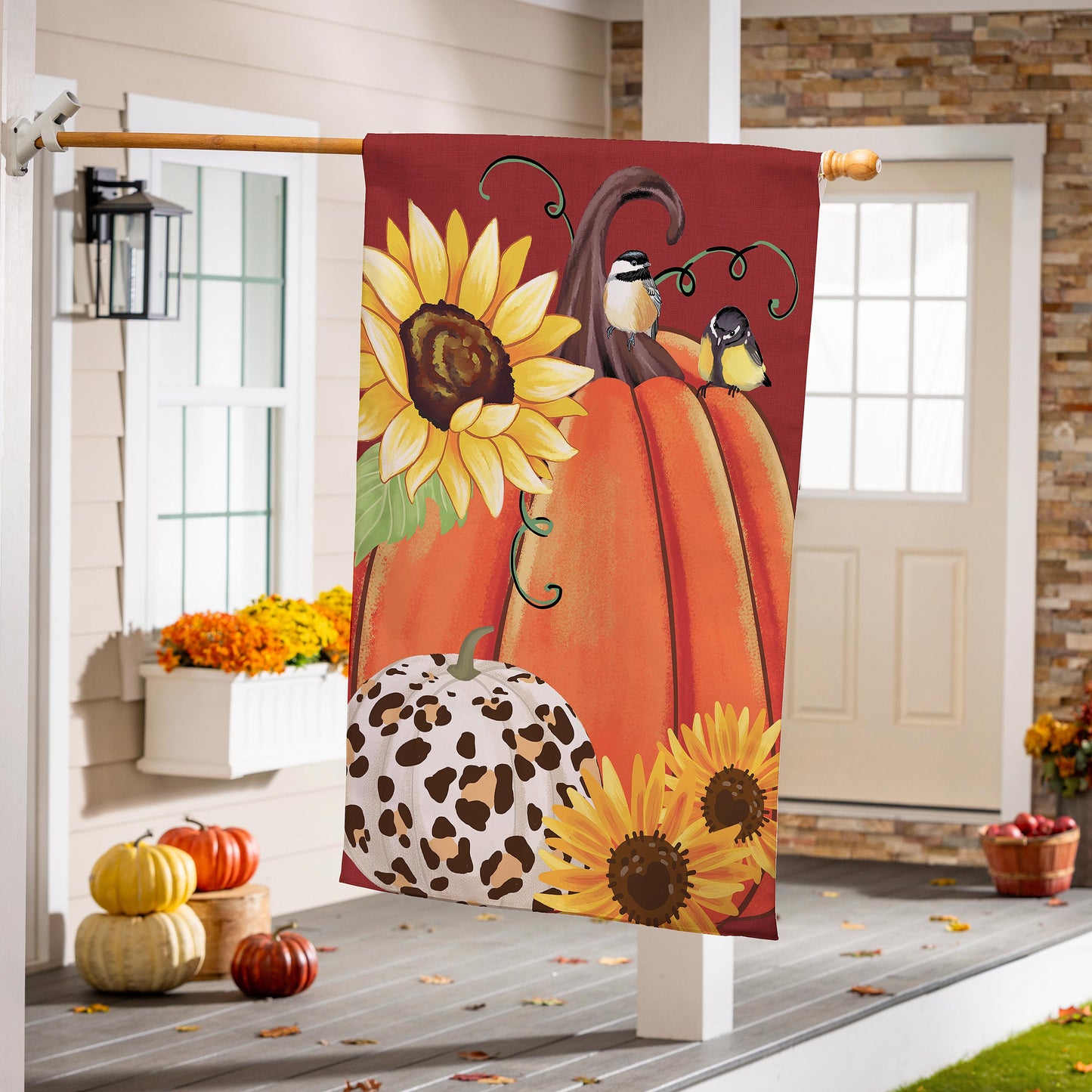 House Flag - Animal Print Pumpkin Suede