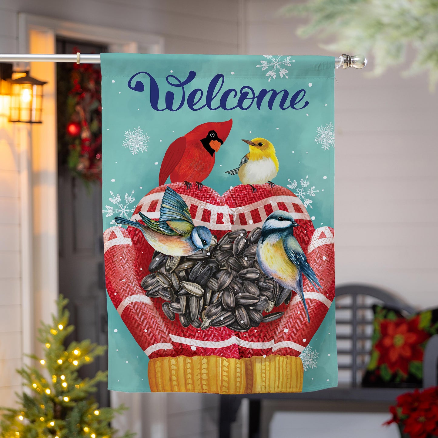 House Flag - Welcome Bird Friends Suede
