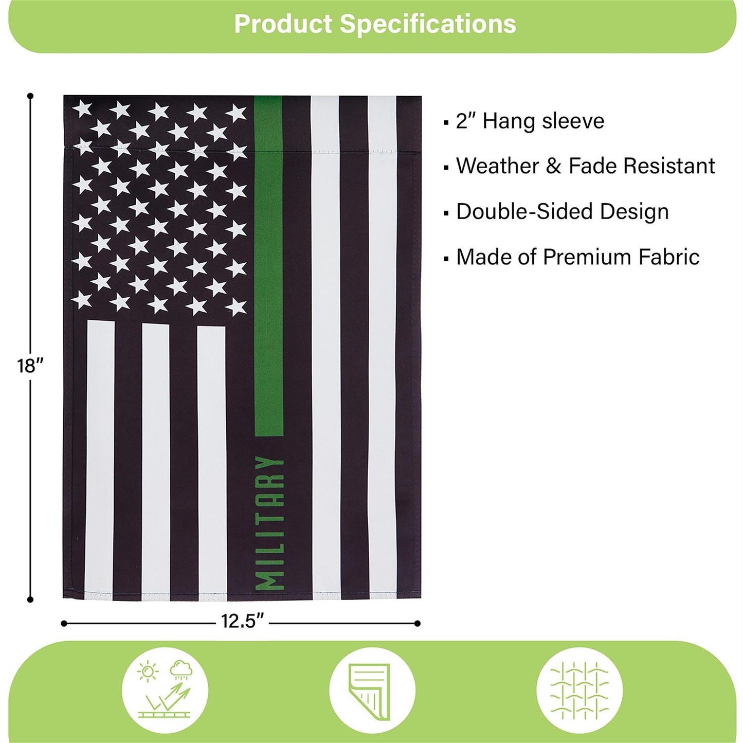 Garden Flag - Military Thin Green Line Suede