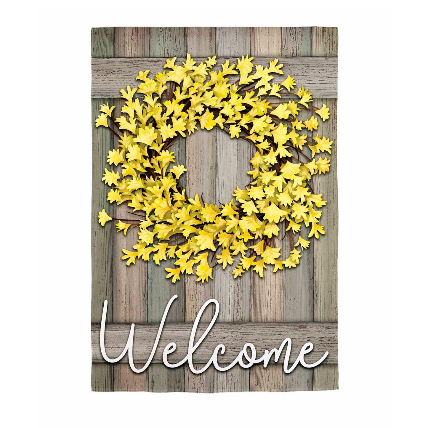 Garden Flag - Forsythia Farmhouse Wreath