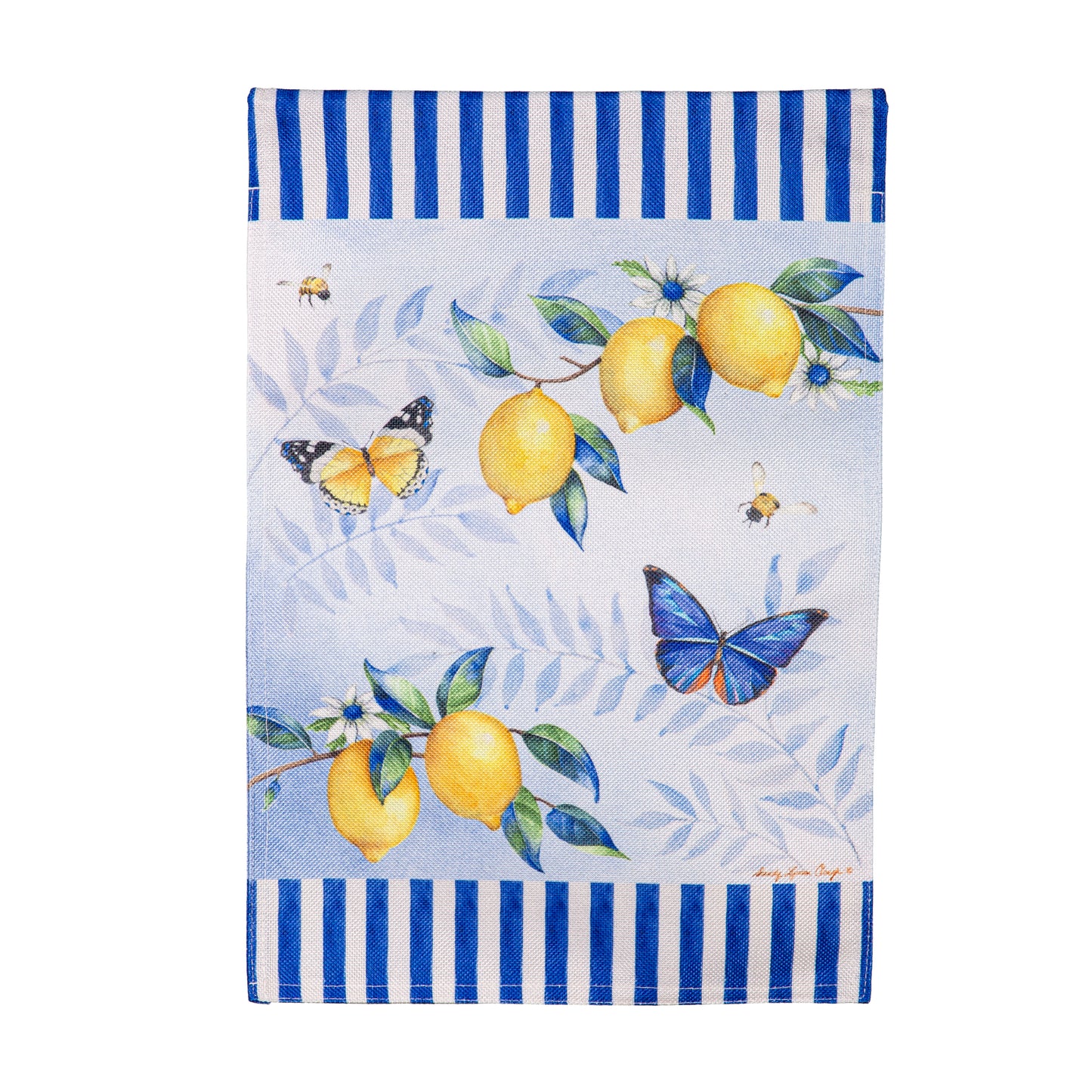 Garden Flag - Lemon Blue Burlap