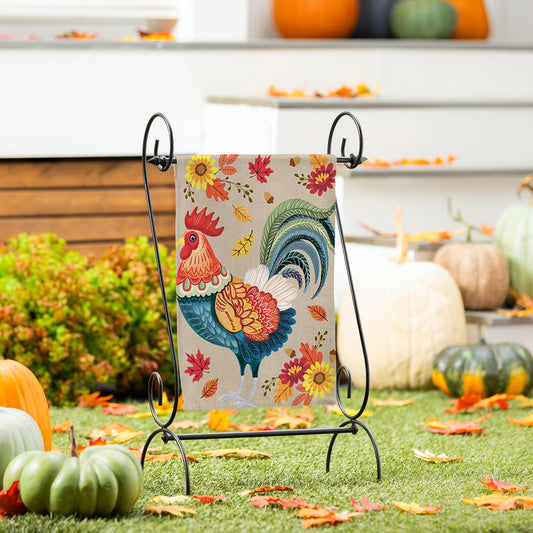 Garden Flag - Harvest Rooster Burlap