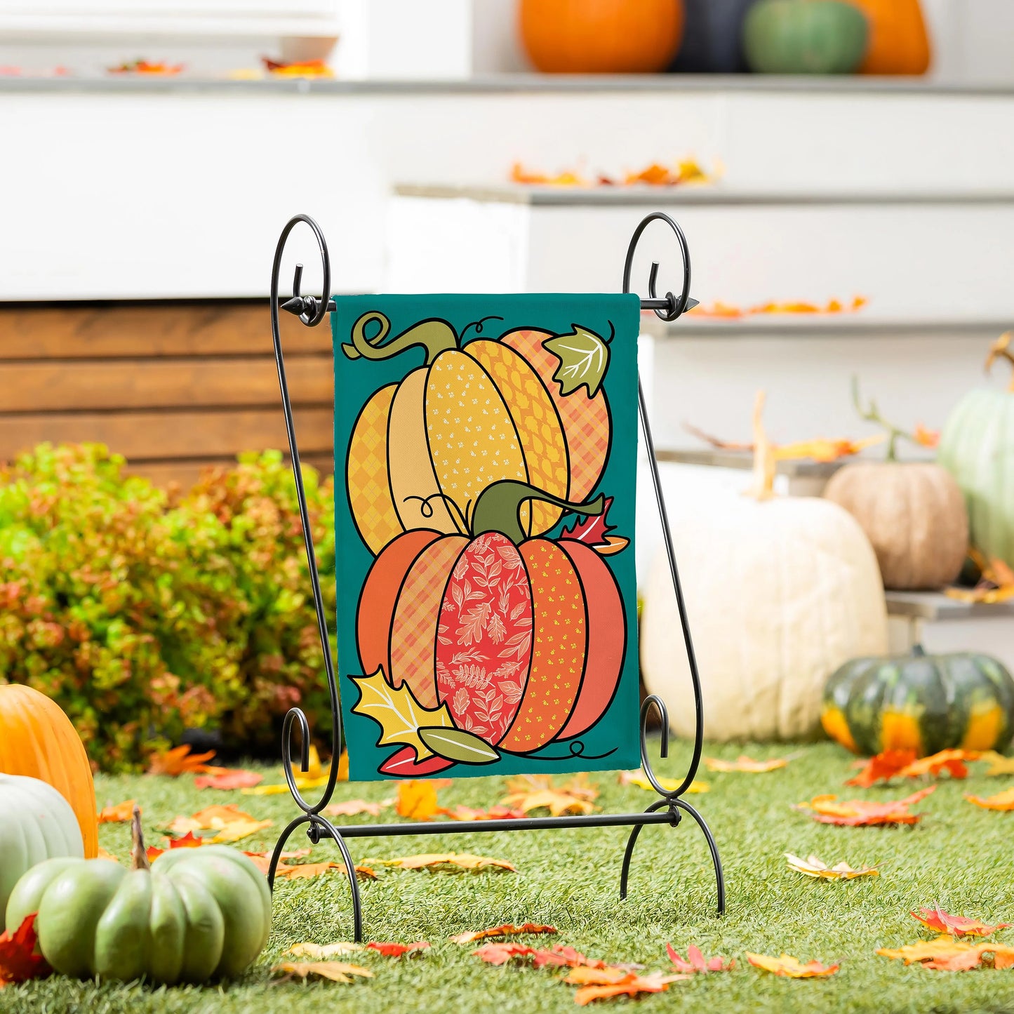 Garden Flag - Quilted Pumpkins Burlap