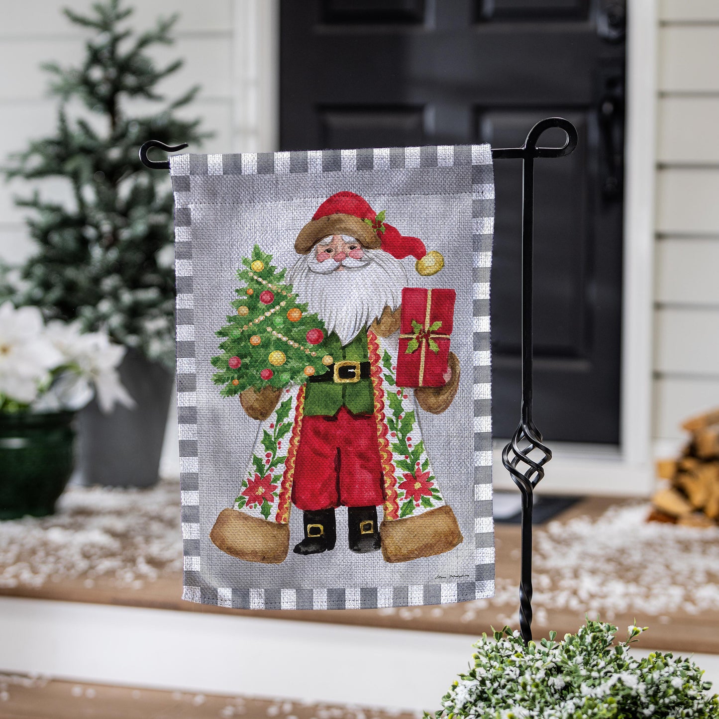 Garden Flag - Festive Santa Burlap
