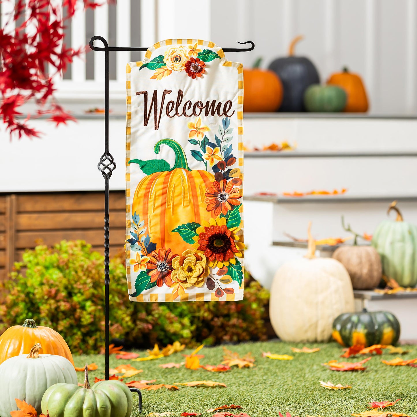 Impressions Flag - Fall Floral Pumpkins