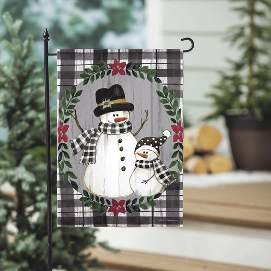 Grdn Flag - Country Snowmen Moire