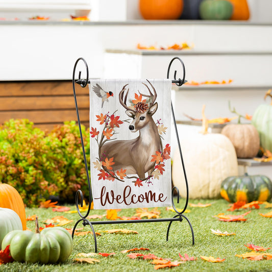 Garden Flag - Autumn Deer Wreath Moire