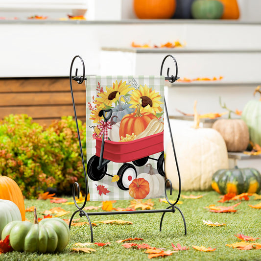 Garden Flag - Wagon Filled Pumpkin Suede