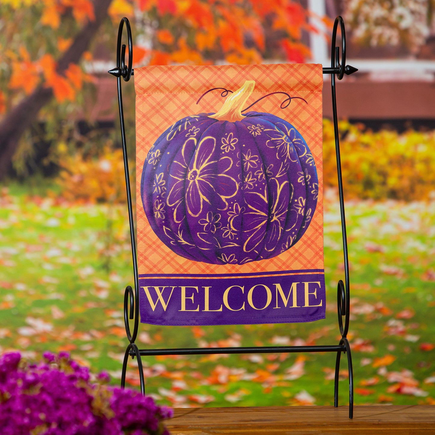Garden Flag - Damascus Pumpkin Suede