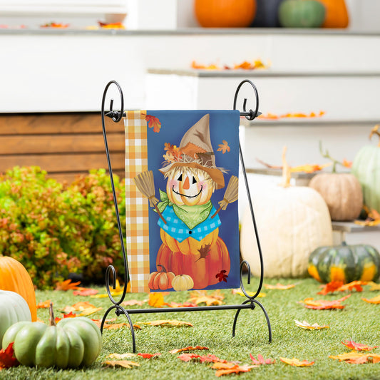 Garden Flag - Scarecrow Pumpkin Stack Suede