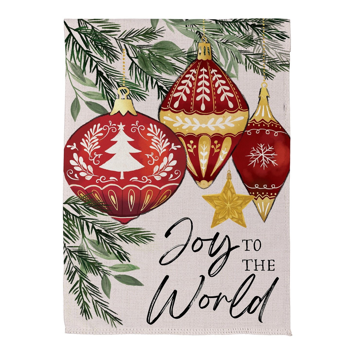 Garden Flag - Joy to the World Ornaments Suede
