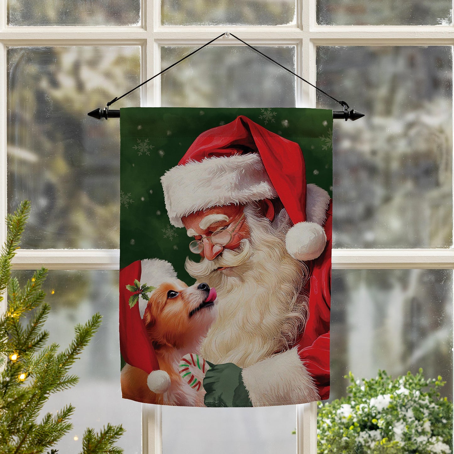 Garden Flag - Santa & Olive Suede