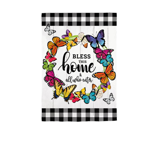 Garden Flag - Butterfly Welcome Wreath