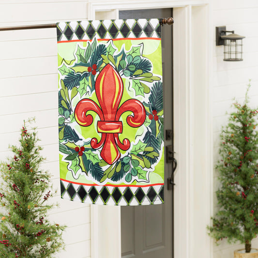 House Flag - Holiday Fleur De Lis Applique