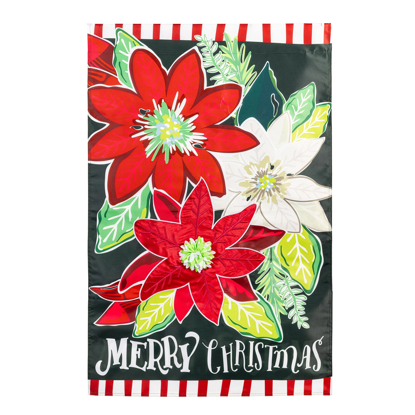 House Flag - Holiday Poinsettia Applique