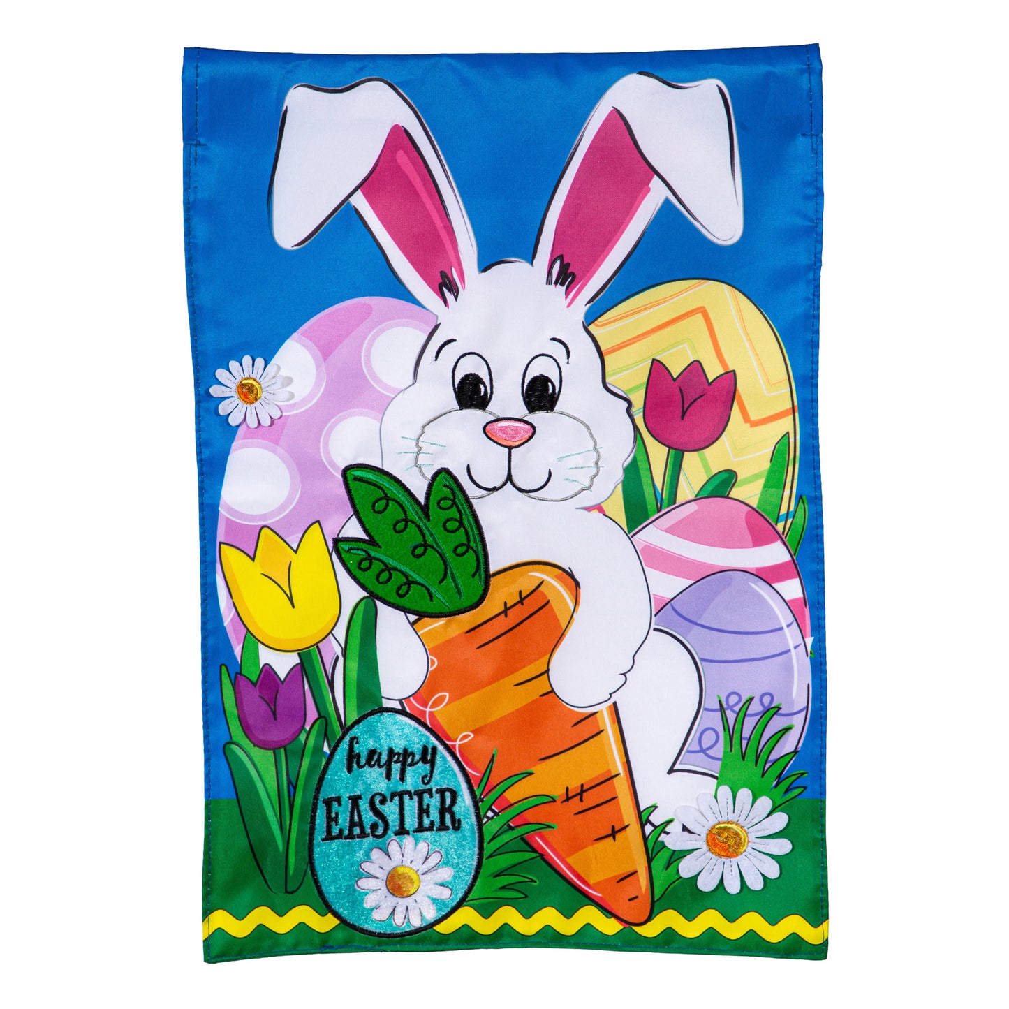 Garden Flag - Happy Easter Bunny & Carrots