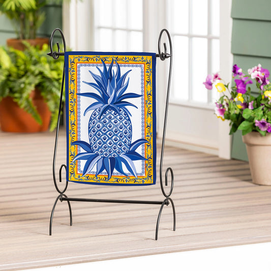 Garden Flag - Blue & White Pineapple