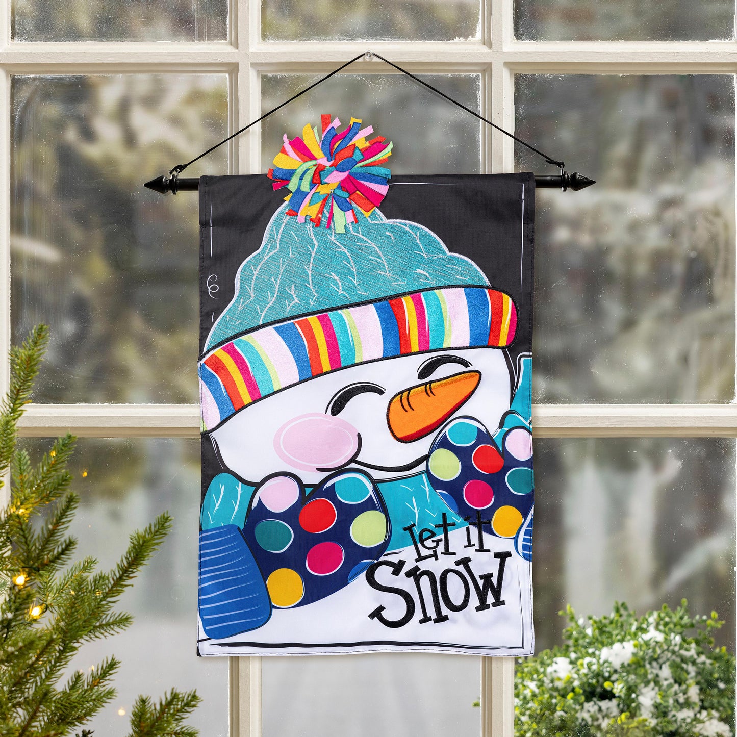 Garden Flag - Let It Snow-Man Applique