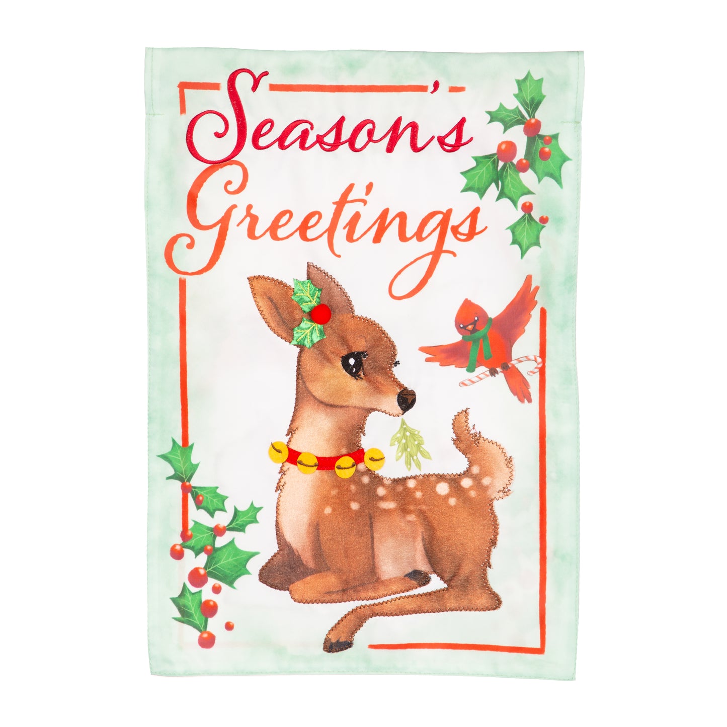 Grdn Flag - Seasons Greetings Applique