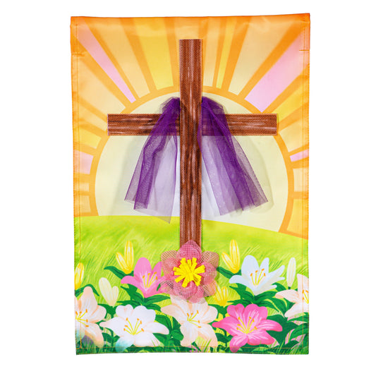 Garden Flag - Easter Cross w/ Lillies