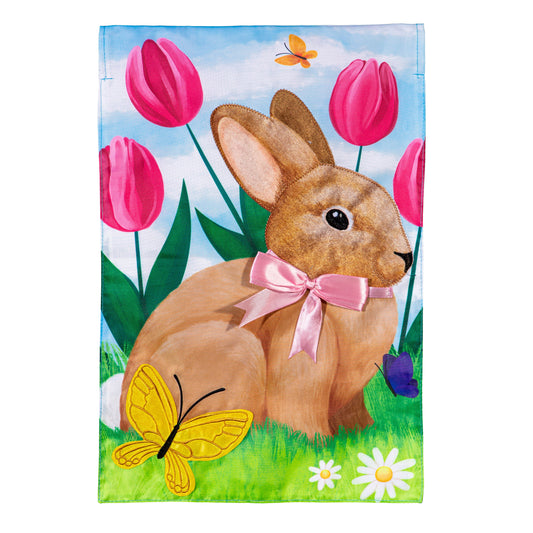 Garden Flag - Tulips & Bunny Friend