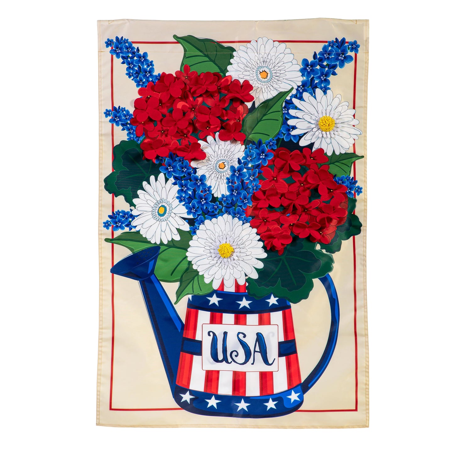 Garden Flag - USA Floral Watering Can