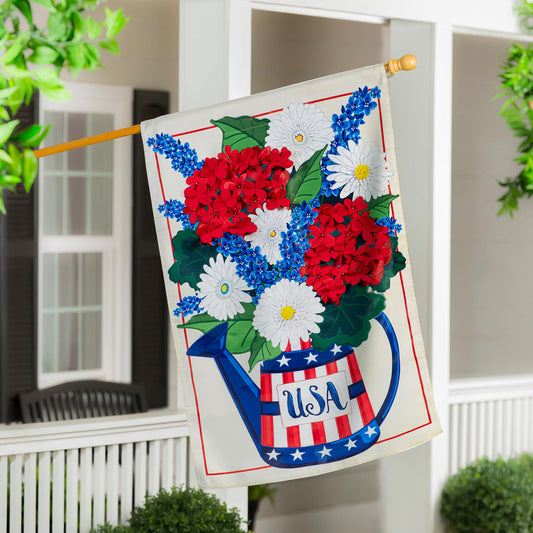 House Flag - USA Floral Watering Can