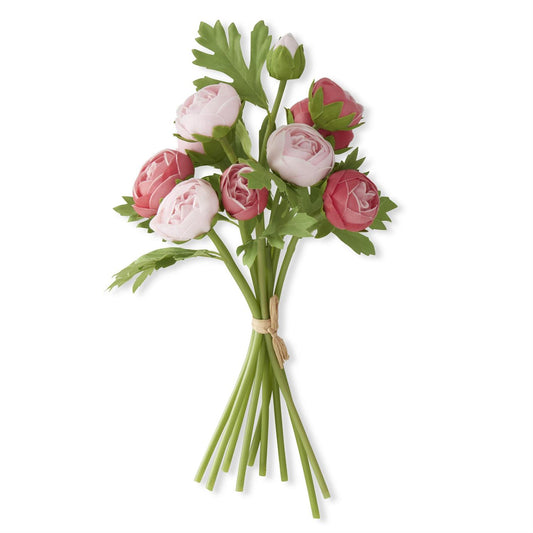 15" Pink Rose Real Touch Ranunculus Bundle