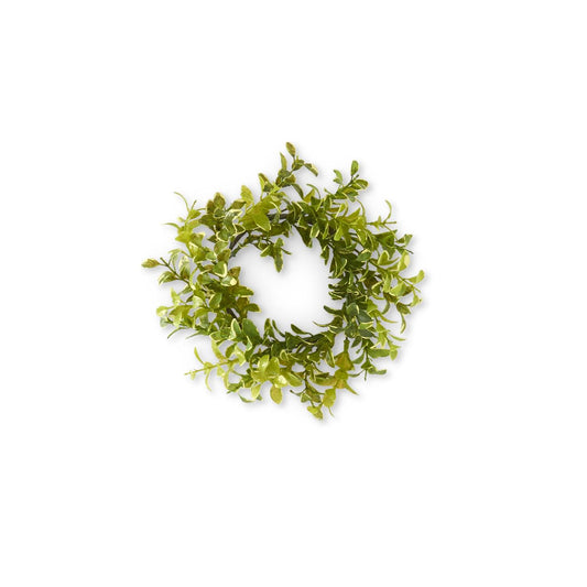 10" Green w/ Cream Mini Leaves Candle Ring