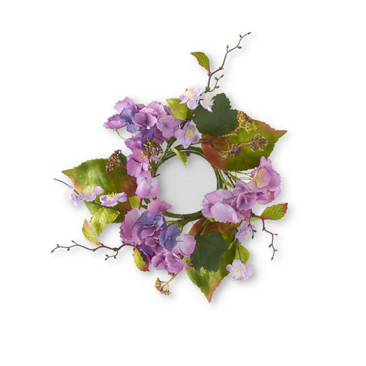 14" Purple Hydrangea Candle Ring