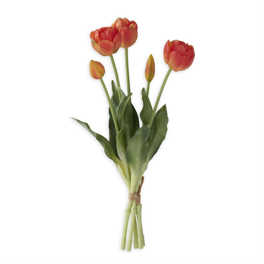 15 Inch Orange Real Touch Tulip Bud & Bloom Bundle